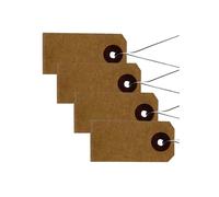 100 étiquettes kraft 4 x 2 cm avec fil métallique