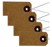 100 étiquettes kraft 4 x 2 cm avec fil métallique -