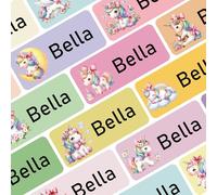 100 Etiquettes Vetement Enfant Personnalisées, Etiquette Prenom Autocollante Vetement Personnalisé pour École et Fourniture Scolaire -Sans Repassag (Motif A)