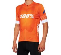 100% Exceeda Maillot de vélo à manches courtes, blanc-orange, taille S pour homme