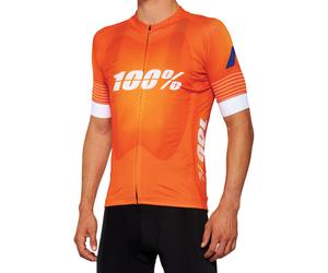 100% Exceeda Maillot de vélo à manches courtes, blanc-orange, taille S pour homme