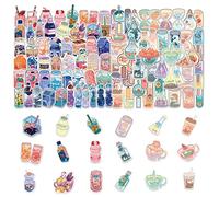 100 feuilles autocollants de bouteille de boisson de bande dessinée, autocollants imperméables de PVC, ensembles d'autocollants mignons, artisanat de scrapbook, autocollants esthétiques auto-adhésifs