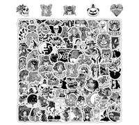100 feuilles d'autocollants gothiques noirs et blancs, autocollants rétro à la mode, autocollants imperméables, autocollants de décoration de chambre, autocollants graffiti cool, adaptés aux