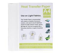 100 feuilles de papier de transfert thermique pour tissus clairs, imprimables par jet d'encre et au, en format A4, avec un transfert de couleur vive et une bonne élasticité,