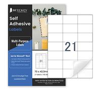 100 Feuilles, Étiquettes de Papier Autocollant A4, 21 par Feuille, Étiquettes Auto Adhésives pour Imprimante à Jet d'encre et Laser, 70 x 42.3mm