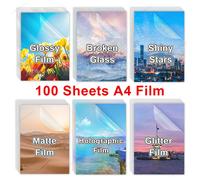 100 feuilles Film de stratification à froid A4 taille étoiles clair auto-adhésif imperméable arc-en-ciel Transparent superposition Photo Film de stratification Love Heart