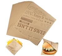 100 Feuilles Papier Alimentaire 18x18cm - Sacs à Hamburgers, Papier Sulfurisé, Sachets Sandwich pour Journal et Burger