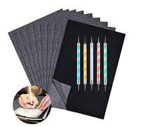 100 Feuilles Papier Carbone Noir, Feuille de Transfert Papier Calque Graphite A4 avec jeu de Stylets à Gaufrer, Idée de Papier/Bois/Toile/Toile et Autres Surfaces