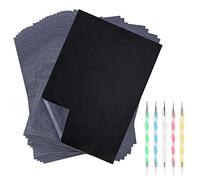 100 Feuilles Papier Carbone Dessin Papier Carbone Noir Papier Transfert Noir Papier de Transfert de Carbone Réutilisable pour Le Toile Bois Papier avec 5 Pcs Stylet À Embosser