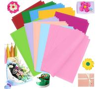 100 Feuilles Papier De Soie ,Coloré Papier Soie A4 Papier Emballage Crépon Pour Anniversaires Mariages Noël Halloween ,10 Couleurs Papier De Soie Pour Emballage Cadeau ,Loisirs Créatifs ,Pompons