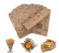 100 Feuilles Papier Emballage Alimentaire, Papier D'Emballage Frites, Papier Anti Graisse Alimentaire Ecologique, Papier Journal Alimentaire, Grand format 38 x 28 cm, pour Sandwich, Frites, Hamburger