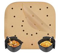 100 Feuilles Papier pour Friteuse à Air, Perforé Papier à Vapeur sulfurisé Carré de cuisson, Parchemin résistant à la chaleur, Antiadhésif