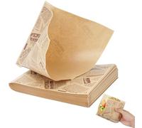 100 Feuilles Sacs à Hamburgers en Papier, 15 x 15 cm Sachet Sandwich Papier, Sac à Burger Kraft Résistant à la Graisse, Sac en Papiers Triangulaire pour Emballage Alimentaire, pour Frites, Hamburger