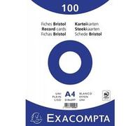 100 Fiches bristol A4 blanches unies 21x29,7cm Exacompta 10506E G