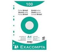 Exacompta Fiches Bristol 10606E A4 petits carreaux perforées 21 x 29,7 cm Lot de 100 Blanc