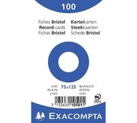 100 Fiches Bristol Blanches Unies Non Perforées 75x125mm 10501e