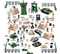 100 Figurines Soldats Militaires Plastique,Kit Jouet Champ de Bataille Complet,Figurines Action Armée avec Multi-Accessoires et Sac de Rangement,Cadeau Éducatif Enfant Garçon Fille