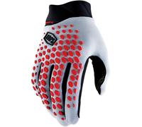 100% Geomatic Gants de vélo, Gris/Rouge, Taille M