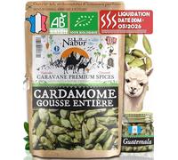 100 gr Cardamome en Gousse BIO, Cardamome Entière, Puissant, Riche, Café, Chai Masala - NABÜR