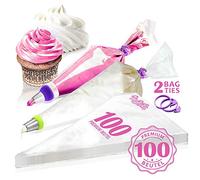 100 grandes poches à douille MoNiRo - set de poches à douille professionnelles pour douilles à pâtisserie pour décoration et cuisson de gâteaux et cupcakes avec fondant - Poche à douille réutilisable