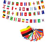 100 Guirlande de Drapeaux du Monde Coupe du Monde Football 2025,Coupe Europe 2025 25M Multicolore Guirlande de Drapeau Décoration Fête Jardin Bar Intérieur Extérieur pour Événements Sportifs Europe
