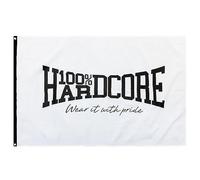 100% Hardcore Bannière Drapeau Wear It | 150 x 100 cm | Blanc Noir