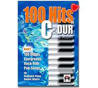 100 Hits in C Majeur Volume 5 - 100 Oldies, Evergreens, Chansons Rock-Folk-Pop pour Clavier, Piano, Guitare - Recueil de chansons avec pince à partitions en forme de cœur colorée