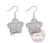 100% Hollow Flower Long Drop Dangle Earrings For Women Engagement Wedding Jewelry