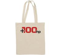 + 100 Horse Power Up Drag Race Racing Sac fourre-tout en coton naturel Blanc
