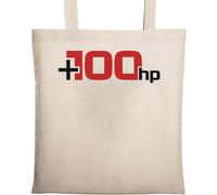 + 100 Horse Power Up Drag Race Racing Sac fourre-tout en coton naturel écologique Beige