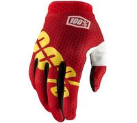 100% iTrack Dot Gants de Motocross, rouge/jaune, Taille S