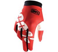 100% iTrack Gants de Motocross, Rouge/Blanc, Taille S