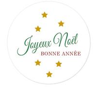 100 Jolie petite étoile Autocollants de Noël,Joyeux Noël et Bonne Année Autocollant,ronds auto-adhésifs présentes Étiquettes,40mm Joyeuses Fêtes Stickers pour l'emballage cadeau - UNI 414 (001)