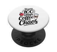 100 Jours de café et de Chaos 100e Jour 100 Jours d'école PopSockets PopGrip Adhésif