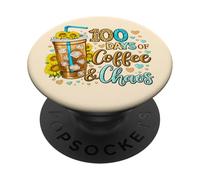100 Jours de café et de Chaos, Une Vie de Professeur d'école drôle et occupée PopSockets PopGrip Adhésif