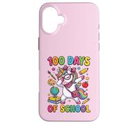 100 Jours d'école à tamponner Une Jolie Licorne en Forme de Coquette pour Filles Coque pour iPhone 16 Plus