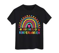 100 Jours d'école T-Shirts pour garçons Filles dans Mes 100 Jours T-Shirt Joyeux 100e Jour d'école Imprimé Hauts décontractés Shirts Fille (Black, 4-5 Years)
