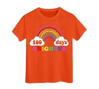 100 Jours d'école T-Shirts pour garçons Filles dans Mes 100 Jours T-Shirt Joyeux 100e Jour d'école Imprimé Hauts décontractés Chemisiers Évasés pour Fille Manches Longues (Orange, 10-11 Years)