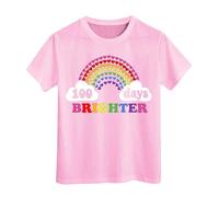 100 Jours d'école T-Shirts pour garçons Filles dans Mes 100 Jours T-Shirt Joyeux 100e Jour d'école Imprimé Hauts décontractés Chemisiers Évasés pour Fille Manches Longues (6-7 Years)