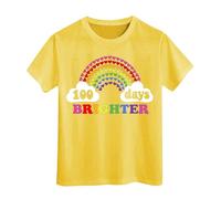 100 Jours d'école T-Shirts pour garçons Filles dans Mes 100 Jours T-Shirt Joyeux 100e Jour d'école Imprimé Hauts décontractés Chemisiers Évasés pour Fille Manches Longues (Yellow, 6-7 Years)