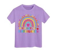 100 Jours d'école T-Shirts pour garçons Filles dans Mes 100 Jours T-Shirt Joyeux 100e Jour d'école Imprimé Hauts décontractés Tuniques Fluides avec Leggings (Light Purple, 6-7 Years)