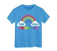 100 Jours d'école T-Shirts pour garçons Filles dans Mes 100 Jours T-Shirt Joyeux 100e Jour d'école Imprimé Hauts décontractés Chemisiers Évasés pour Fille Manches Longues (Blue, 6-7 Years)