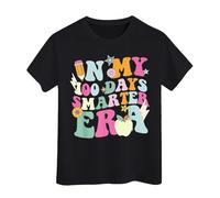 100 Jours d'école T-Shirts pour garçons Filles dans Mes 100 Jours T-Shirt Joyeux 100e Jour d'école Imprimé Hauts décontractés Chemise Manches Longues en Coton Grande Taille (Black, 3-4 Years)
