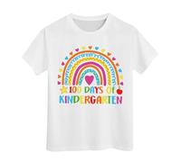 100 Jours d'école T-Shirts pour garçons Filles dans Mes 100 Jours T-Shirt Joyeux 100e Jour d'école Imprimé Hauts décontractés Shirts Fille (Light Gray, 3-4 Years)