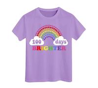 100 Jours d'école T-Shirts pour garçons Filles dans Mes 100 Jours T-Shirt Joyeux 100e Jour d'école Imprimé Hauts décontractés Chemisiers Évasés pour Fille Manches Longues (Light Purple, 10-11 Years)