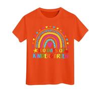 100 Jours d'école T-Shirts pour garçons Filles dans Mes 100 Jours T-Shirt Joyeux 100e Jour d'école Imprimé Hauts décontractés Tuniques Fluides avec Leggings (Orange, 6-7 Years)