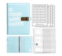 100 jours d'économie d'argent - Enveloppe de rangement budgétaire - Enveloppes de bar pour le bureau, la maison et les couples - Plan pour l'avenir (verrouillage par mot de passe bleu clair)
