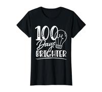 100 Jours Plus Lumineux et 100e Jour d'école pour Enseignant ou étudiant T-Shirt Graphique avec Valeur, Femme, Noir, S