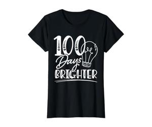 100 Jours Plus Lumineux et 100e Jour d'école pour Enseignant ou étudiant T-Shirt Graphique avec Valeur, Femme, Noir, S