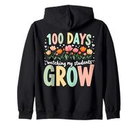 100 Jours regardant Les élèves Grandir Mignon Motif Floral Professeur Sweat à Capuche